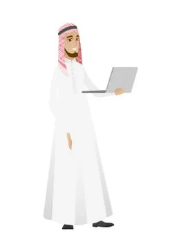 Businessman using laptop vector illustration. Stock Illustration