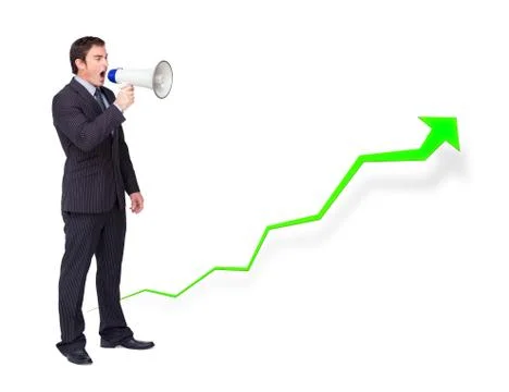 Businessman using a megaphone Stock Illustration