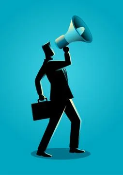 Businessman using a megaphone Stock Illustration