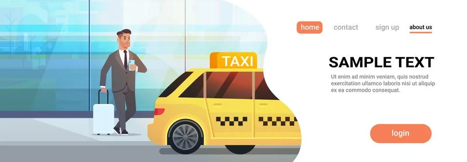 Businessman using mobile app ordering taxi on street business man in formal wear イラスト素材