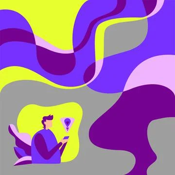 Businessman Using Mobile Phone Making Plans Accomplishing Latest Goals. Human Stock Illustration