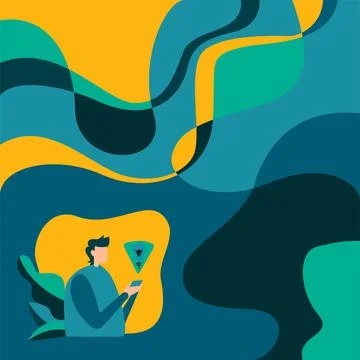Businessman Using Mobile Phone Making Plans Accomplishing Latest Goals. Human イラスト素材