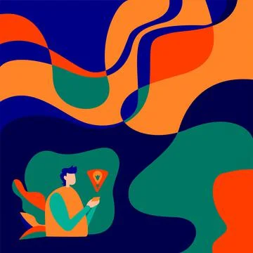 Businessman Using Mobile Phone Making Plans Accomplishing Latest Goals. Human イラスト素材