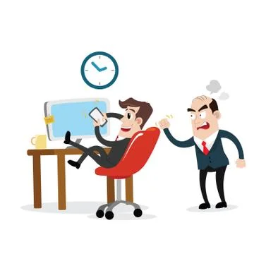 Businessman using mobile phone at work Stock Illustration