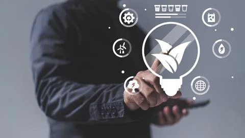 Businessman using mobile smart phone with technology icons and symbols on s.. Stock Photos