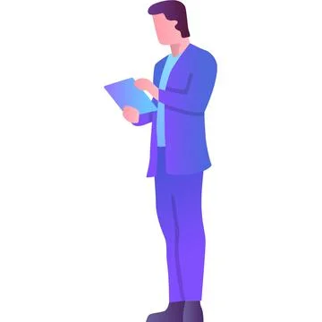 Businessman using mobile tablet flat vector icon Stock Illustration