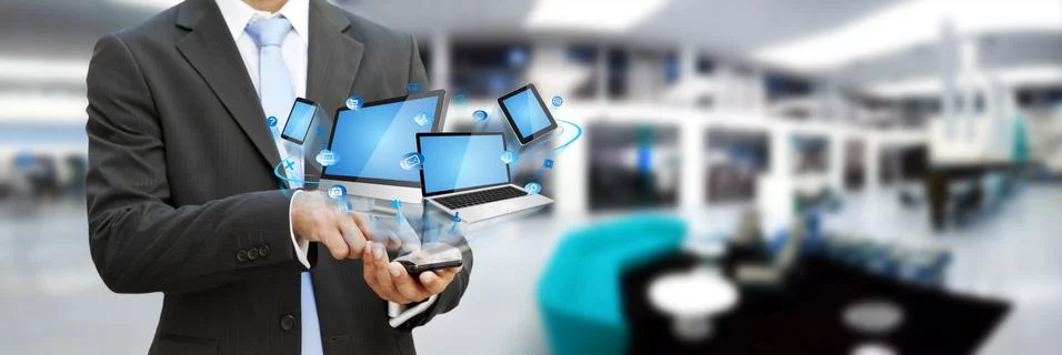 Businessman using modern mobile phone Stock Illustration
