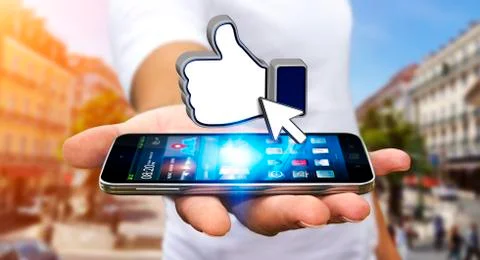 Businessman using modern social network Illustrazione stock