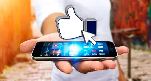 Businessman using modern social network Stock Illustration