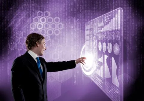 Businessman using modern technologies Foto stock