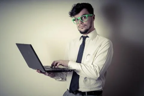 Businessman using notebook Stock Photos