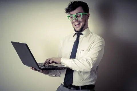 Businessman using notebook Stock Photos