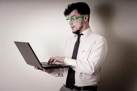 Businessman using notebook Stock Photos
