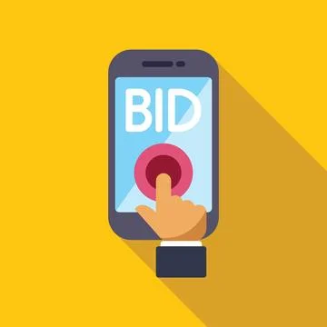 Businessman using online mobile application for placing bid Ilustración de archivo