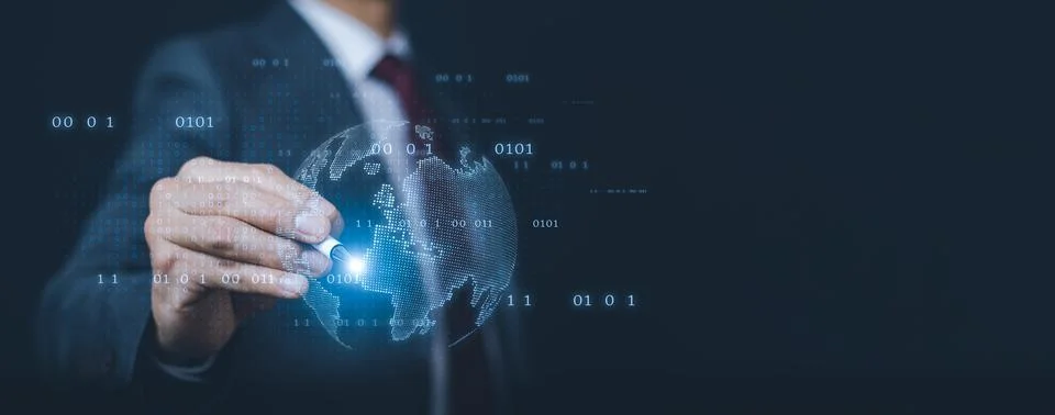 Businessman using pen touch  Code HTML and programming on screen laptop, Prog 库存照片