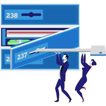 Businessman using safe deposit box vector icon Stock Illustration
