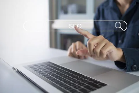 Businessman using search bar function on your website. SEO.Search technology, Stock Photos