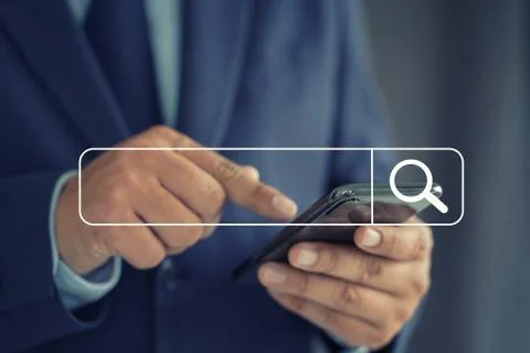 Businessman using Searching Browsing Internet internet of things (IoT) Stock Photos