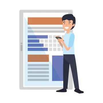 Businessman using smartphone and tablet Illustrazione stock