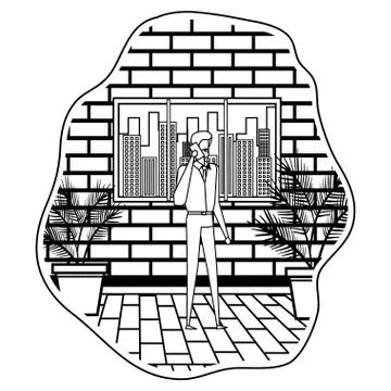 Businessman using smartphone on the city Stock Illustration