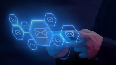 Businessman Using Smartphone with Electronic Mail on Virtual Screen. 스톡 동영상 247873271