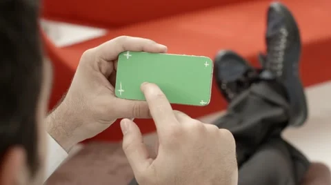 Businessman using smartphone with green screen for web and e-mail Stock Footage
