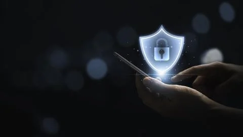 Businessman using smartphone to input passcode or password for access Stock Photos