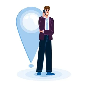 Businessman using smartphone for navigation and location services Stock Illustration