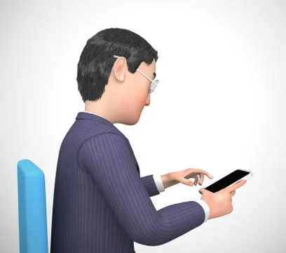 Businessman using a smartphone or mobile device app for informat Stock Illustration