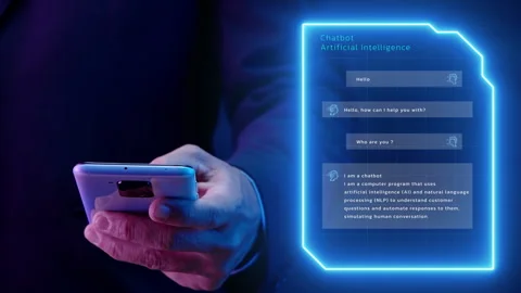Businessman using smartphone provide access information, digital chatbot. Stock Footage 243573049
