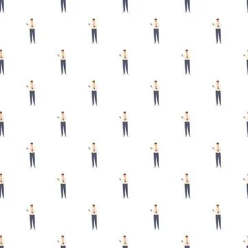 Businessman using smartphone seamless pattern background Stock Illustration