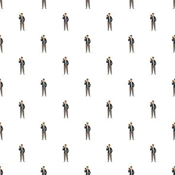 Businessman using smartphone seamless pattern background Illustrazione stock
