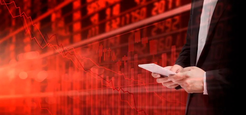 Businessman using tablet analyzing data. He paranoid world of economy finance 写真素材