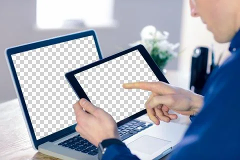 Businessman using tablet computer in office Stock Photos