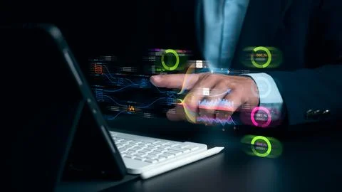 Businessman using tablet for development and Analytics Data technology mana.. Foto stock