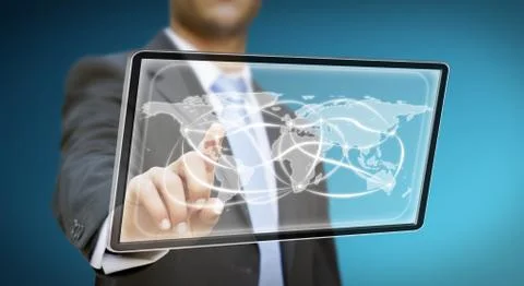 Businessman using tablet Stock Illustration