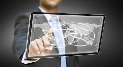 Businessman using tablet Stock Illustration