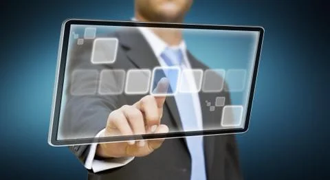 Businessman using tablet Stock Illustration