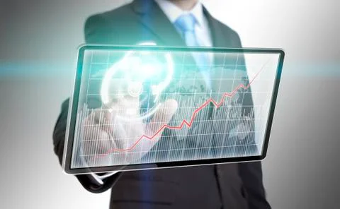 Businessman using tablet Stock Illustration