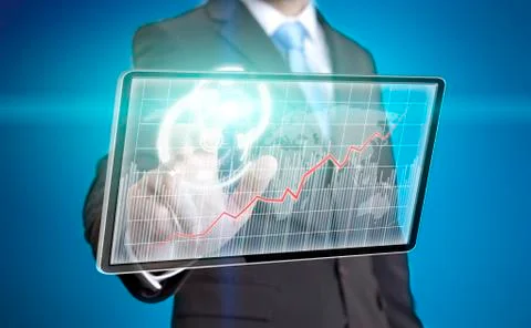 Businessman using tablet Stock Illustration