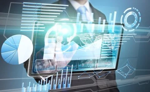 Businessman using tablet Stock Illustration