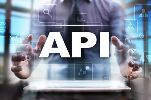 Businessman using tablet pc and selecting api. Stock Photos