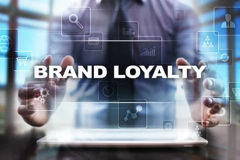 Businessman using tablet pc and selecting brand loyalty. Stock-Fotos