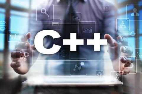 Businessman using tablet pc and selecting c++. 写真素材