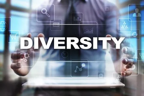 Businessman using tablet pc and selecting diversity. Stock-Fotos