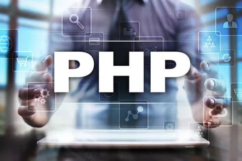 Businessman using tablet pc and selecting php. 写真素材