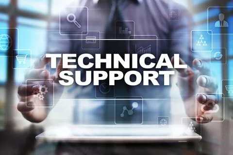 Businessman using tablet pc and selecting technical support. 스톡 사진