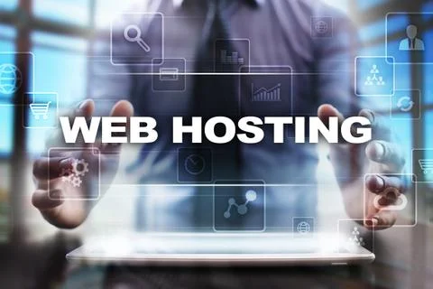 Businessman using tablet pc and selecting web hosting. 库存照片