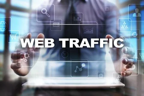 Businessman using tablet pc and selecting web traffic. Фото
