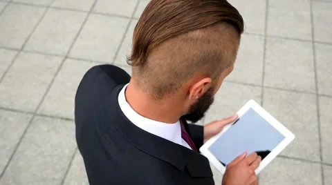 Businessman using tablet pc. Close up. Top view. Stock Footage 56526583